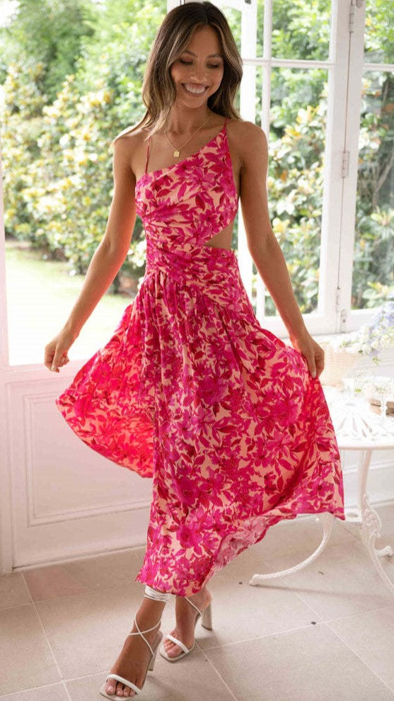 hot pink floral dress